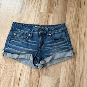 American Eagle super low rise denim shorts size 6